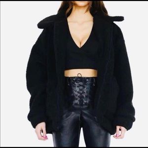UO black faux fur jacket